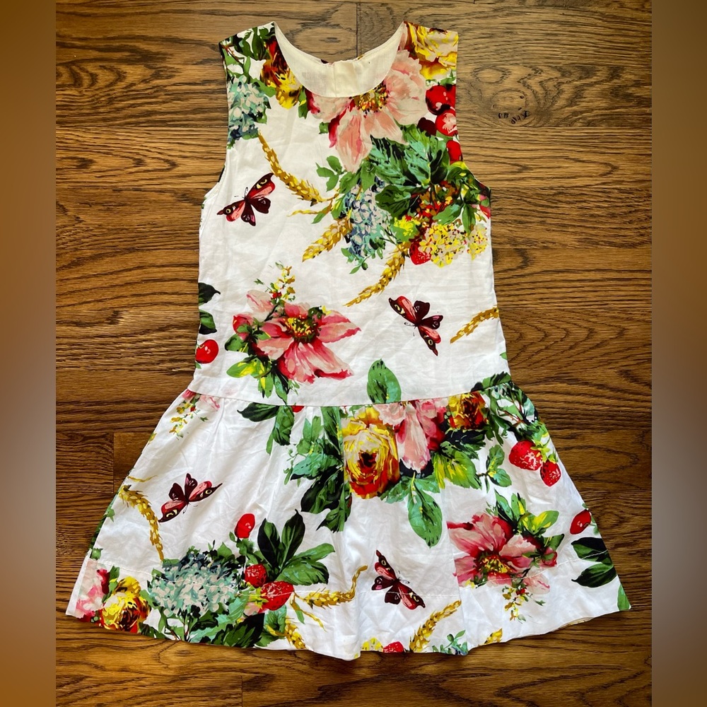 Tickie Studio Girls Floral Drop Waist Fully Lined Spring to Fall Tank Dress Sz 4